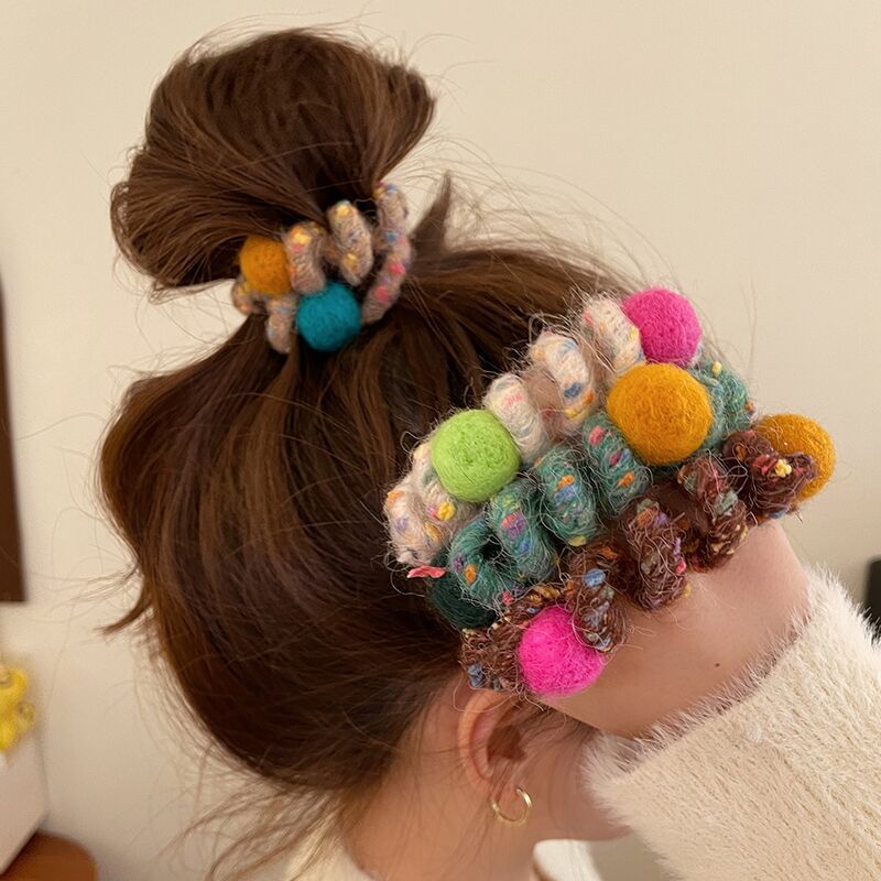 Rainbow gummies~Autumn and winter woolen phone cord hair ties and cute headbands