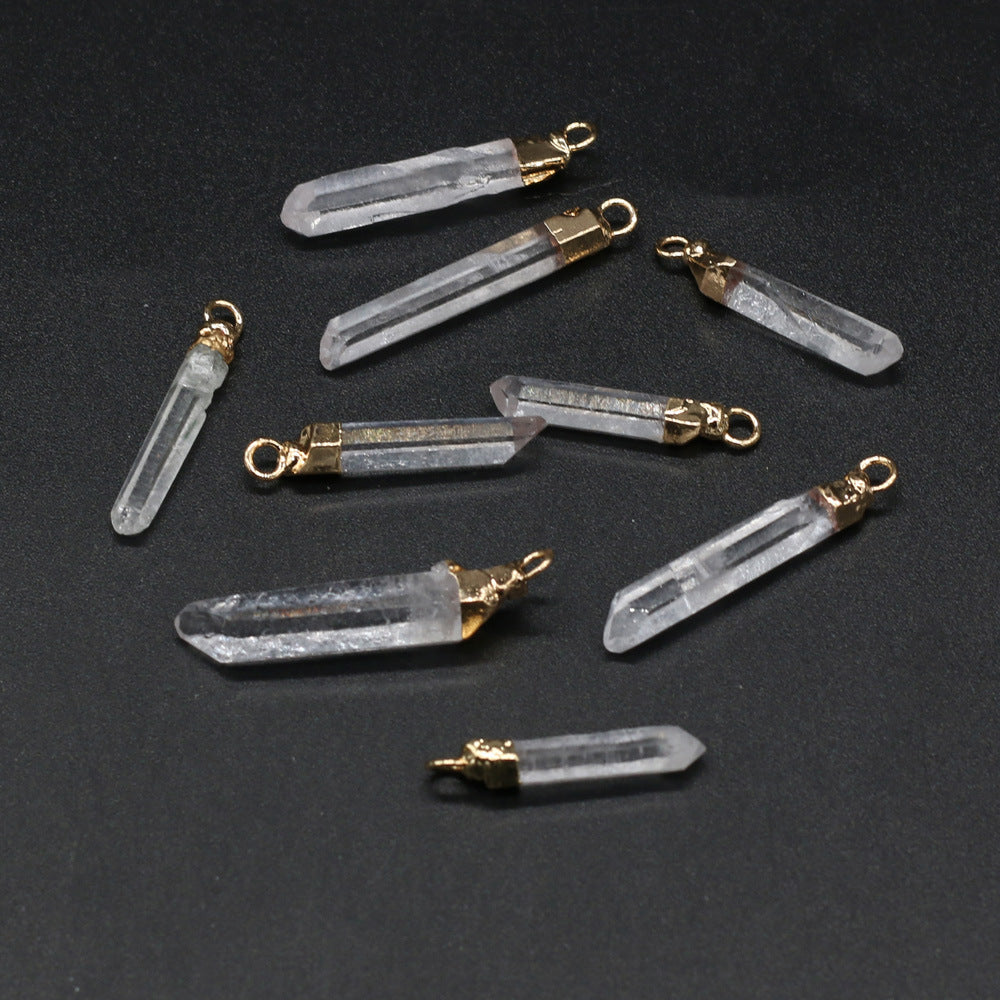 Natural semi-precious crystal column, spiritual healing gemstone, DIY jewelry accessories, handmade necklace pendant