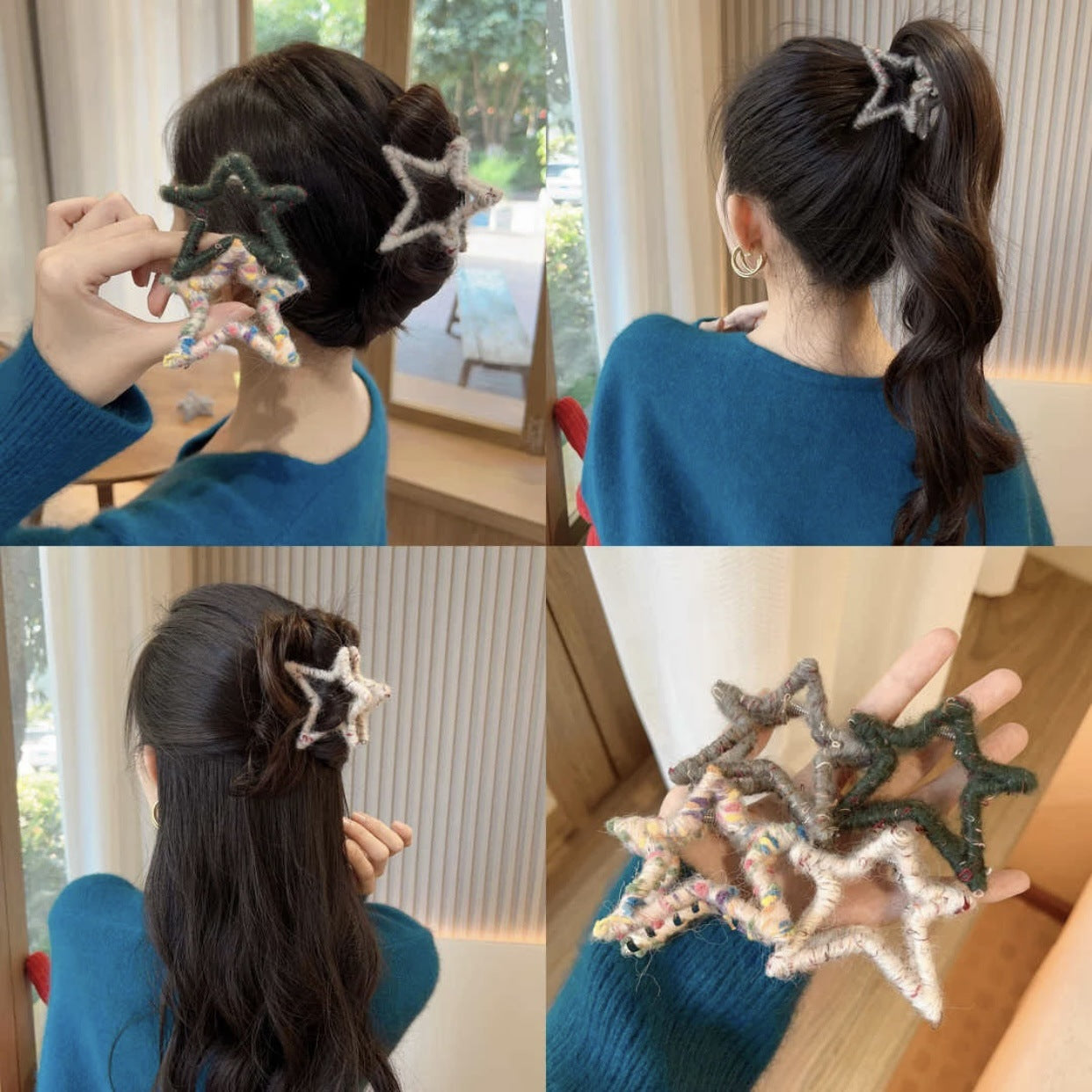 Dopamine wool five-pointed star grabber female 2023 new clip headwear hairpin back head shark clip small