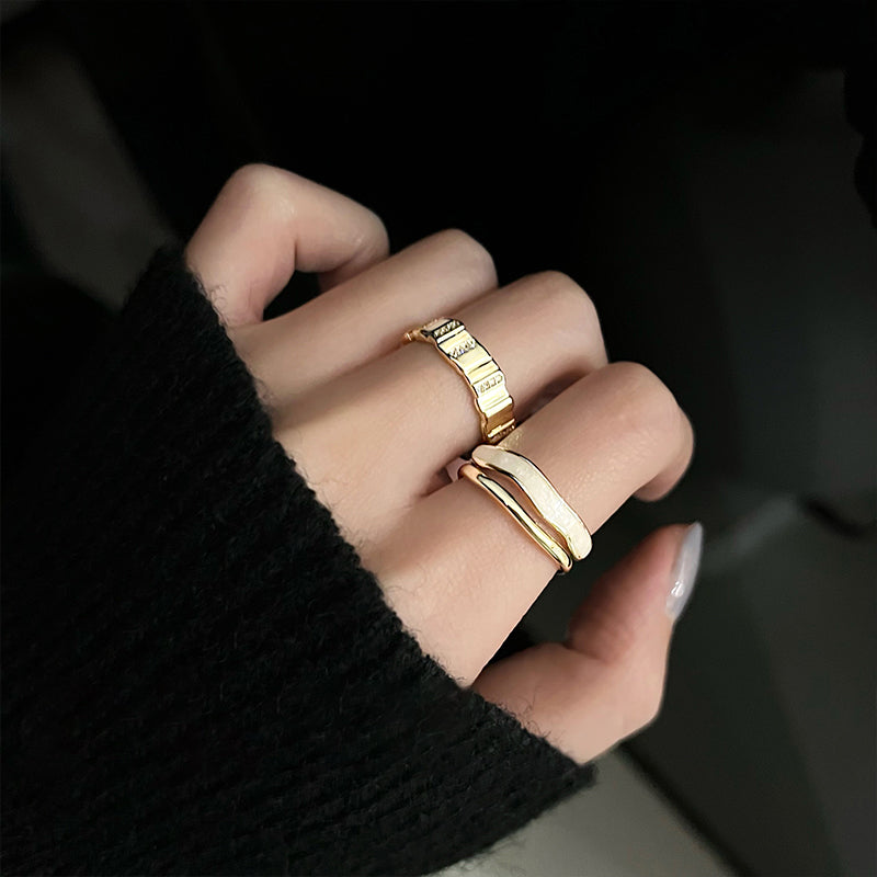 Fashion personality white mother-of-pearl double-layer opening ring female ins niche design index finger ring light luxury high-end ring