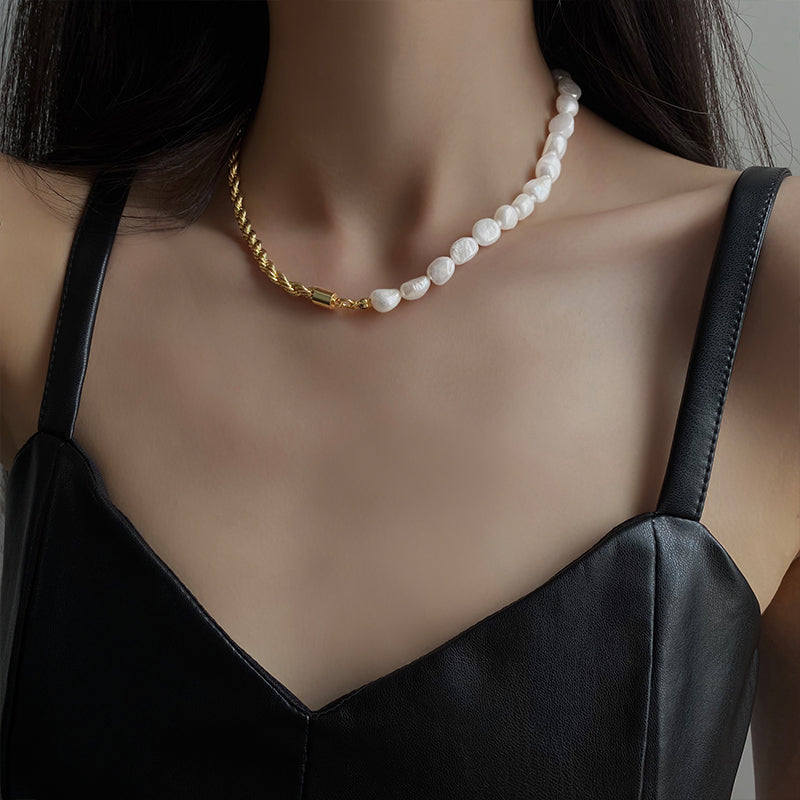 French retro baroque pearl necklace female ins light luxury niche design sense personality collarbone chain necklace