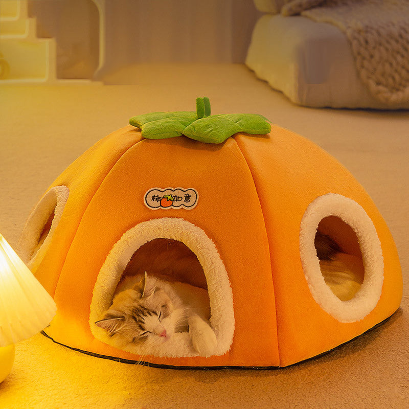 Warm and thickened, large space, semi-enclosed cat nest, cute and fluffy