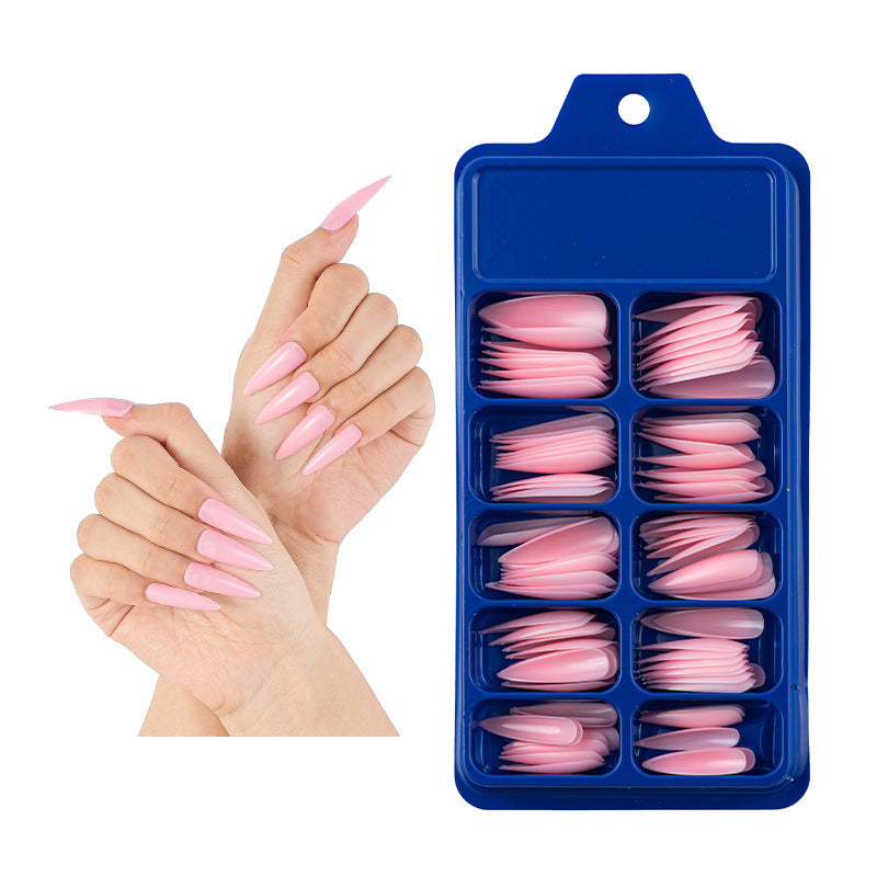 100 pieces of boxed manicure nails, solid color pointed fake nail patches, long color extension wear