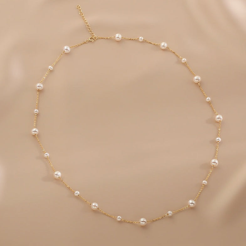 Gypsophila Pearl Necklace Sweater Chain Light Luxury High Sense Clavicle Chain Simple Temperament Versatile Necklace