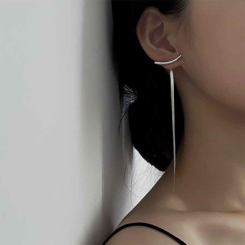 Tassel earrings women's 2023 new trendy cool temperament Internet celebrity long earrings show face thin earrings high-end sense earrings