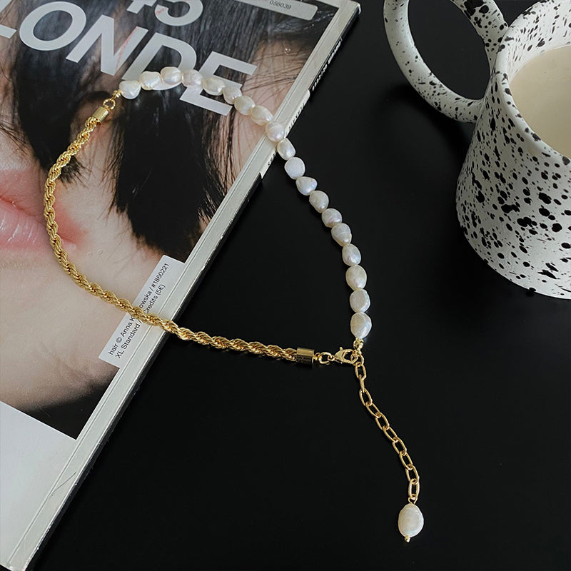 French retro baroque pearl necklace female ins light luxury niche design sense personality collarbone chain necklace