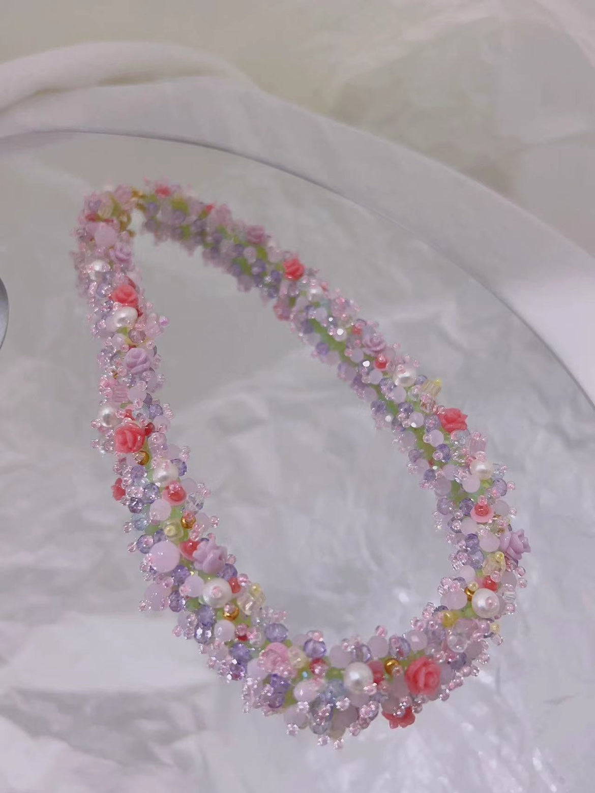 Handmade Beaded Original Design Crystal Pearl Necklace Bracelet Girly Fashion Personality