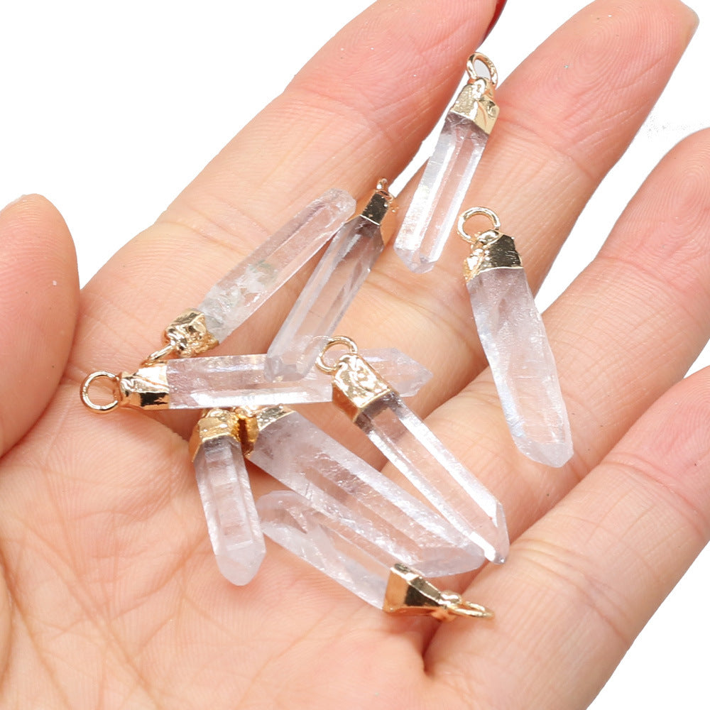 Natural semi-precious crystal column, spiritual healing gemstone, DIY jewelry accessories, handmade necklace pendant