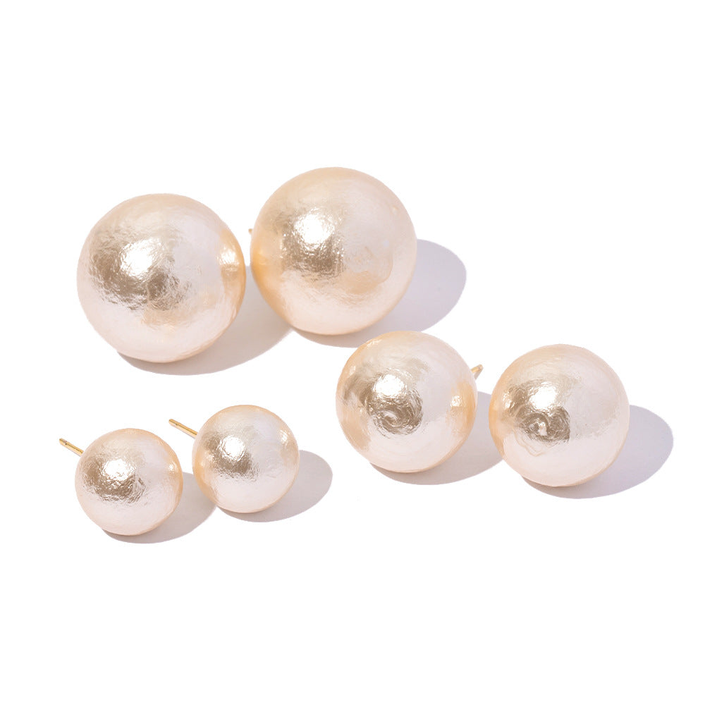French retro light luxury earrings, cream-colored niche S925 silver needles, all-match Japanese and Korean cotton pearl earrings earrings