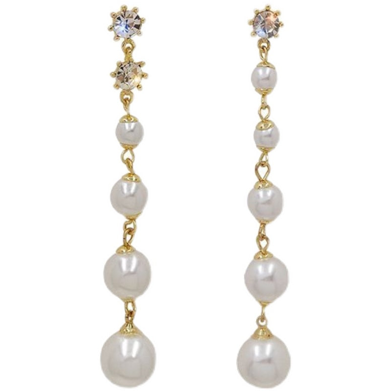 Pearl earrings, retro Hepburn, new style, sterling silver summer earrings, all-match earrings