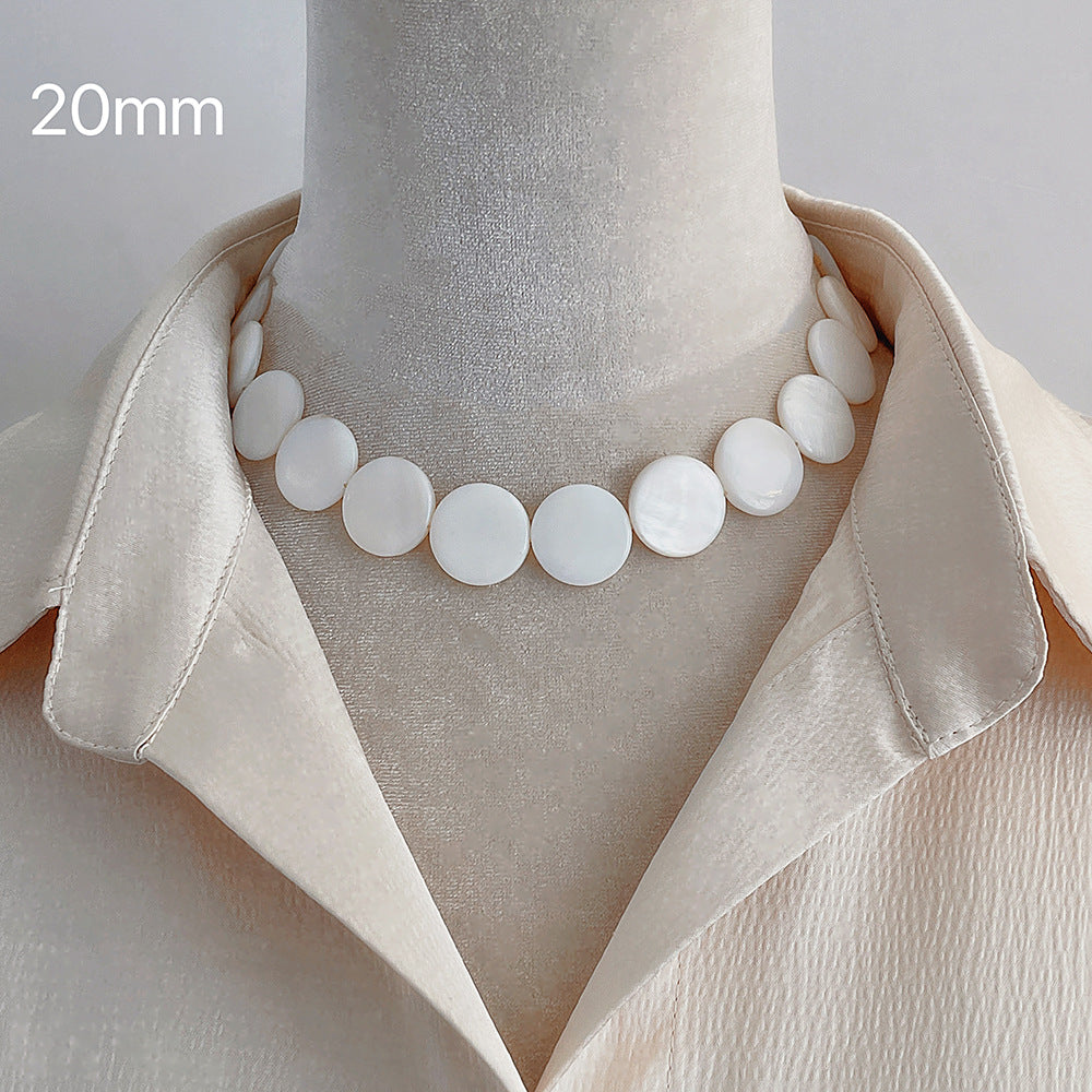 Simple Design Sense 6mm Natural Shell Heart Necklace Female Beach Vacation Style Fashion Temperament Versatile Clavicle Chain