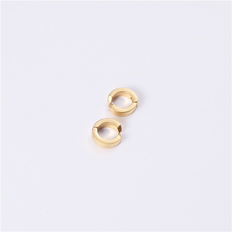 Circle ear clip without ear hole spring clip Korean gold-coated small circle ear clip earring female gold