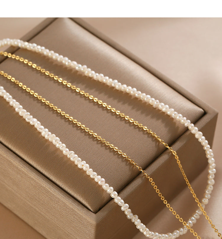 Pearl Necklace Advanced Sense Double Layer Necklace Millet Bead Clavicle Chain