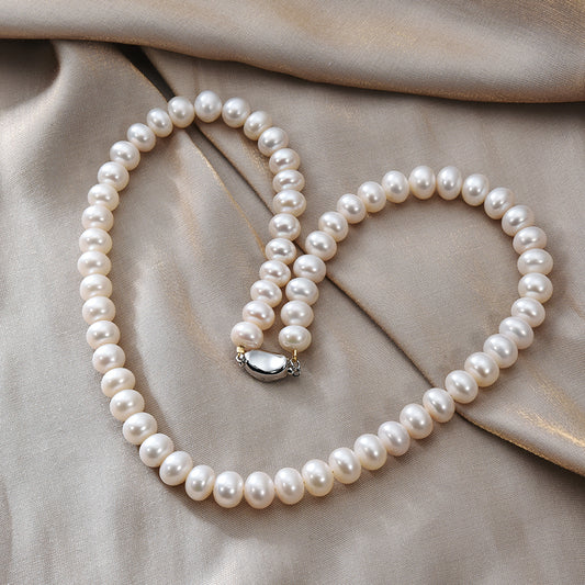 Natural Freshwater Pearl Necklace 925 Sterling Silver Buckle Gift Giving Jewelry Festival Gift