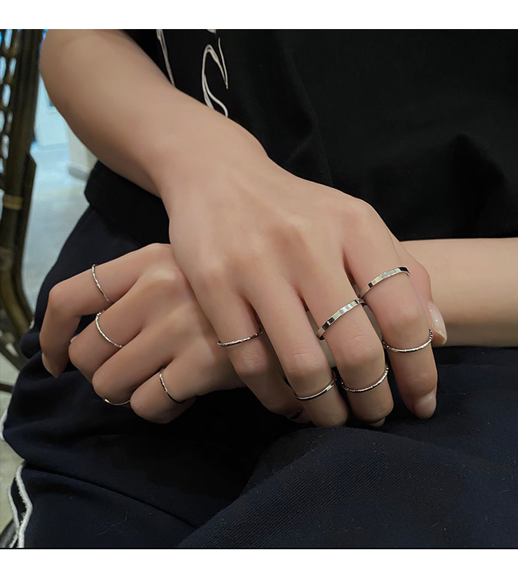 Minimalist style circle combination ring female summer ins niche design index finger ring personality ring temperament tail ring set