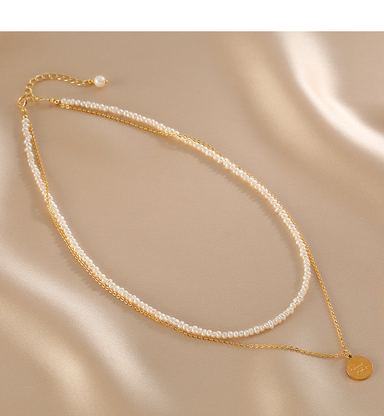 Pearl Necklace Advanced Sense Double Layer Necklace Millet Bead Clavicle Chain