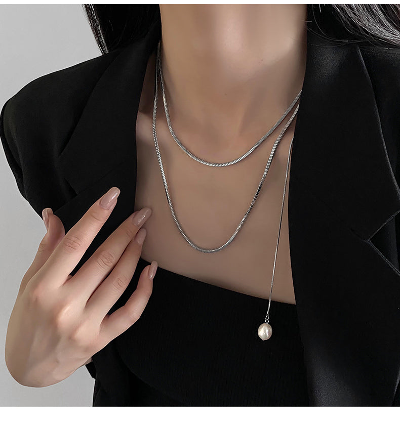 Stacked long necklace female ins cold wind snake bone chain hip-hop sweet cool hot girl sweater clavicle chain accessories