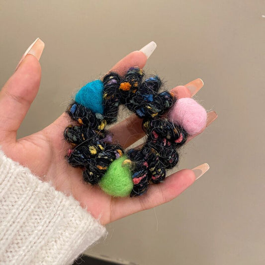 Rainbow gummies~Autumn and winter woolen phone cord hair ties and cute headbands