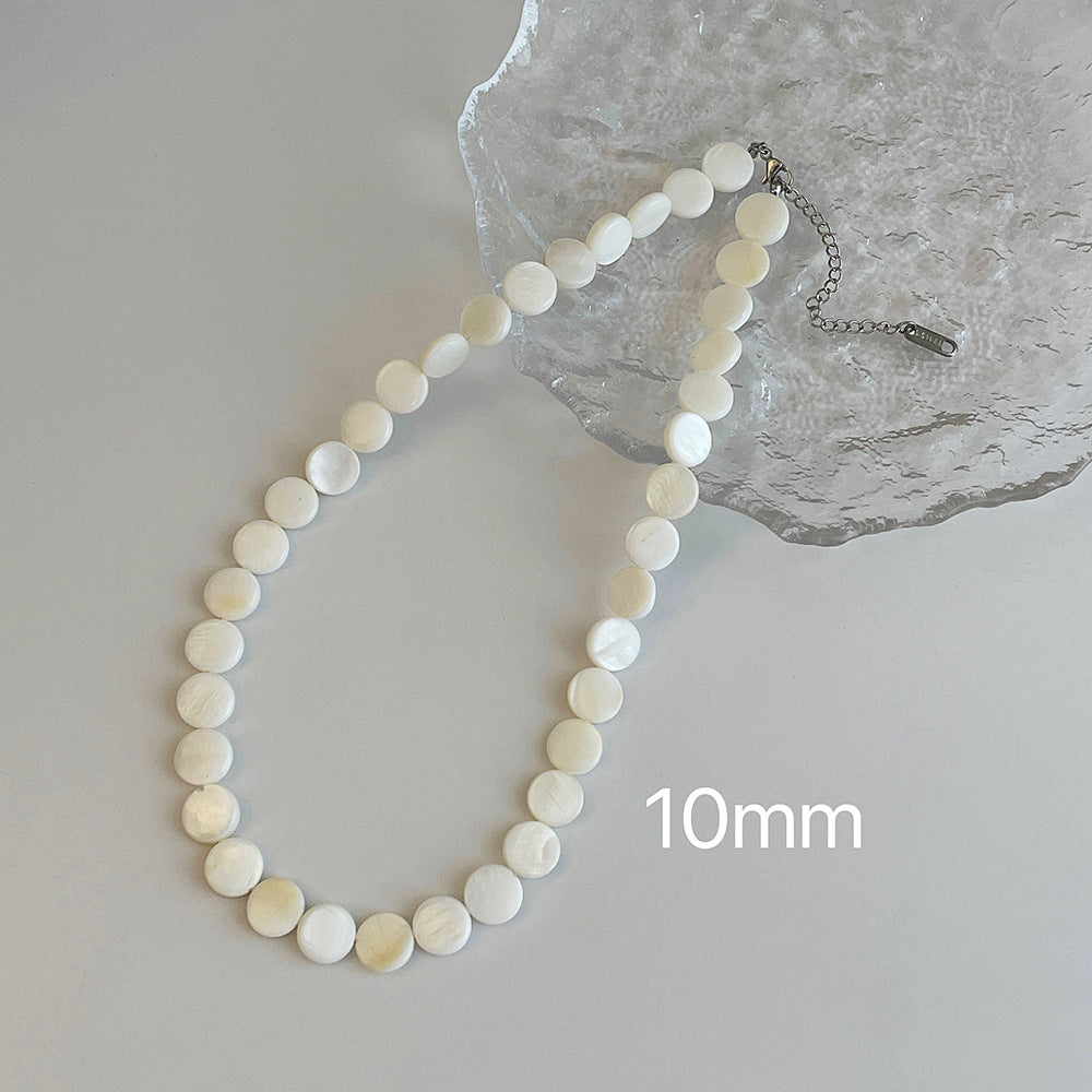 Simple Design Sense 6mm Natural Shell Heart Necklace Female Beach Vacation Style Fashion Temperament Versatile Clavicle Chain