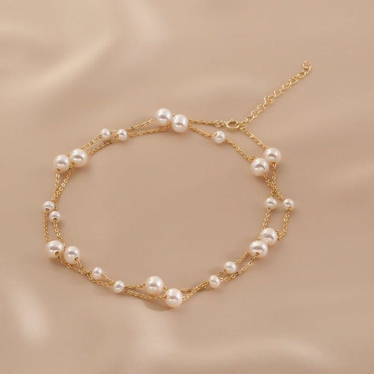 Gypsophila Pearl Necklace Sweater Chain Light Luxury High Sense Clavicle Chain Simple Temperament Versatile Necklace
