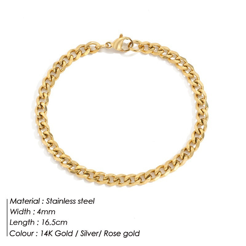 Fashion accessories bracelet ins female Cuban chain bracelet gold-plated bracelet