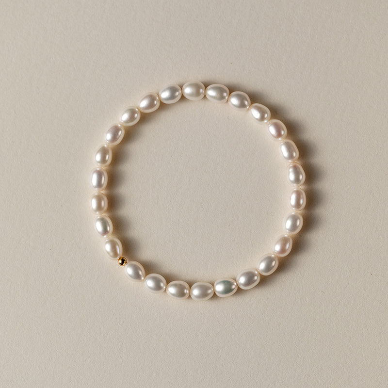 Natural Freshwater Pearl Millet Beads Elastic Rope Bracelet Simple and Versatile No Fading Niche Fairy Wind Gift