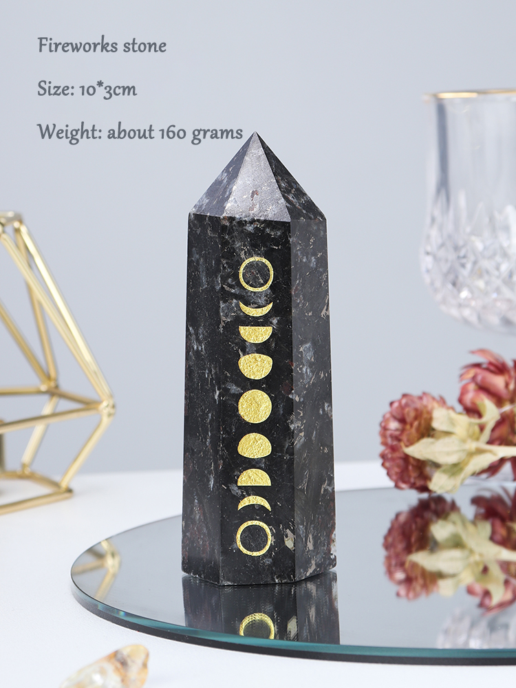 Lunar eclipse solar eclipse natural crystal column original stone single pointed aventurine yoga mineral hexagonal prism
