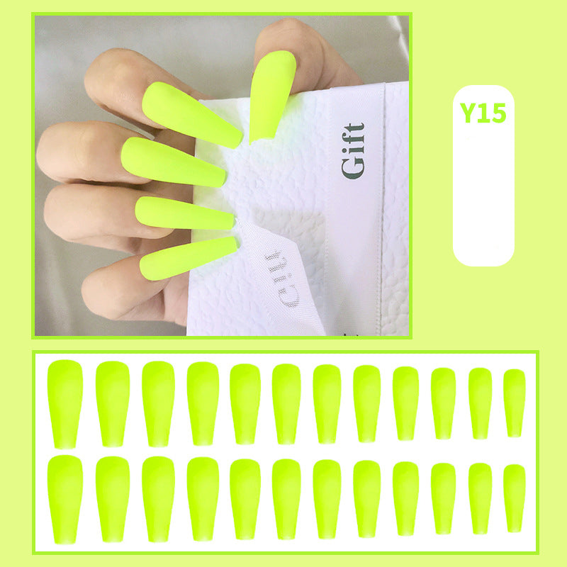Ballet wearable fake nail stickers finished solid color extra long manicure removable