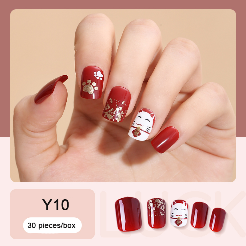 Japanese wearable short manicure, fake nail patch for women, high-end, no-bake removable