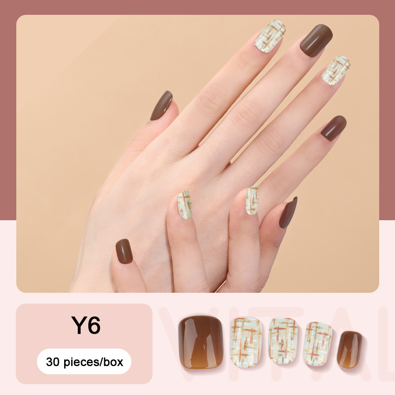 Japanese wearable short manicure, fake nail patch for women, high-end, no-bake removable