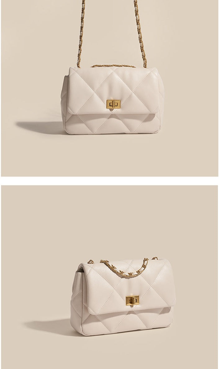 Soft Leather Versatile White Chain Shoulder Messenger Bag