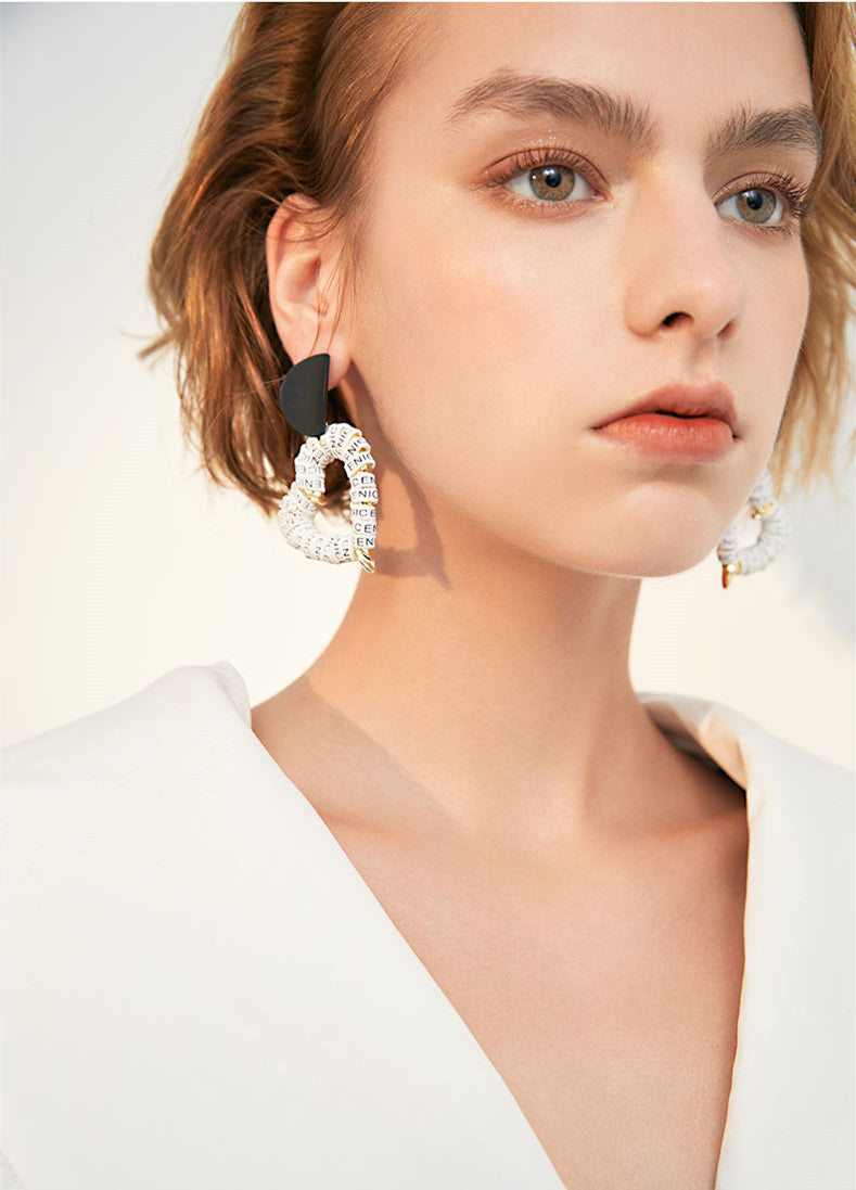 Modern Drop Dangle Heart Earrings Pearl Drop Earrings,gift for her